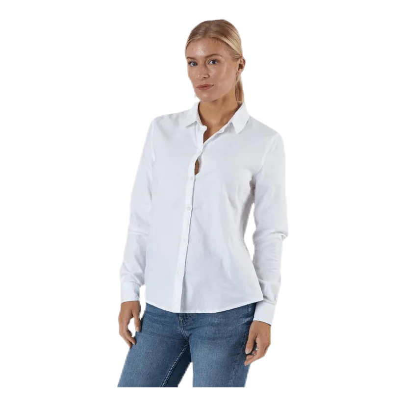 Pieces Irena Ls Oxford Shirt White