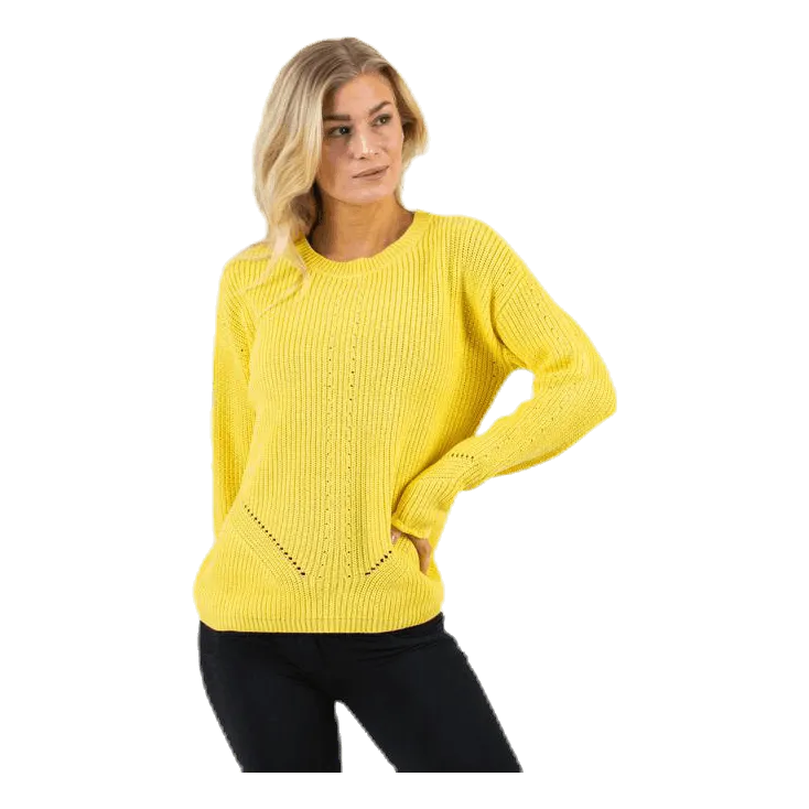 PIECES KARIE LS ONECK KNIT YELLOW