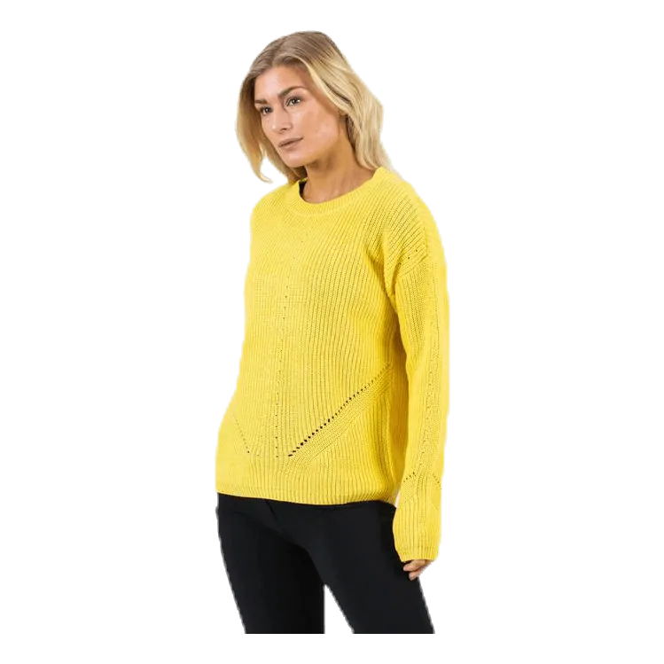 PIECES KARIE LS ONECK KNIT YELLOW