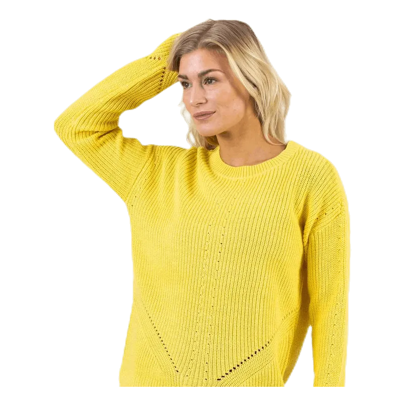 PIECES KARIE LS ONECK KNIT YELLOW