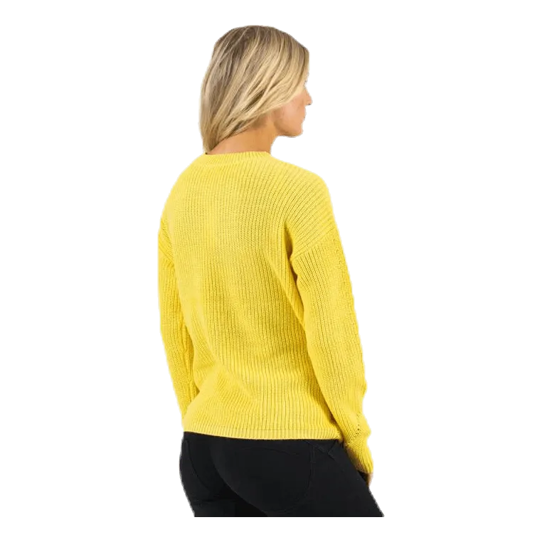 PIECES KARIE LS ONECK KNIT YELLOW