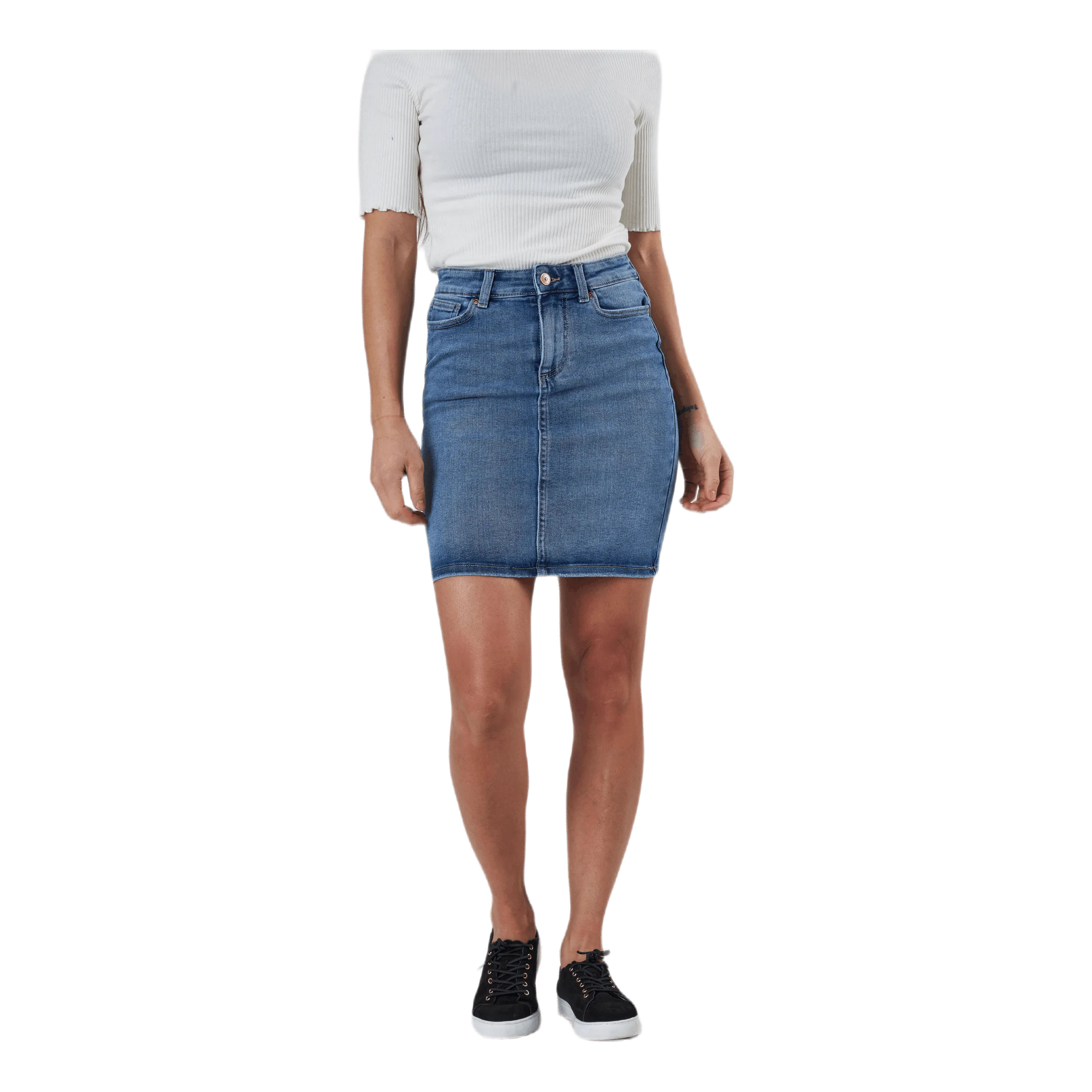 Pieces Lili Mw Denim Skirt Blue