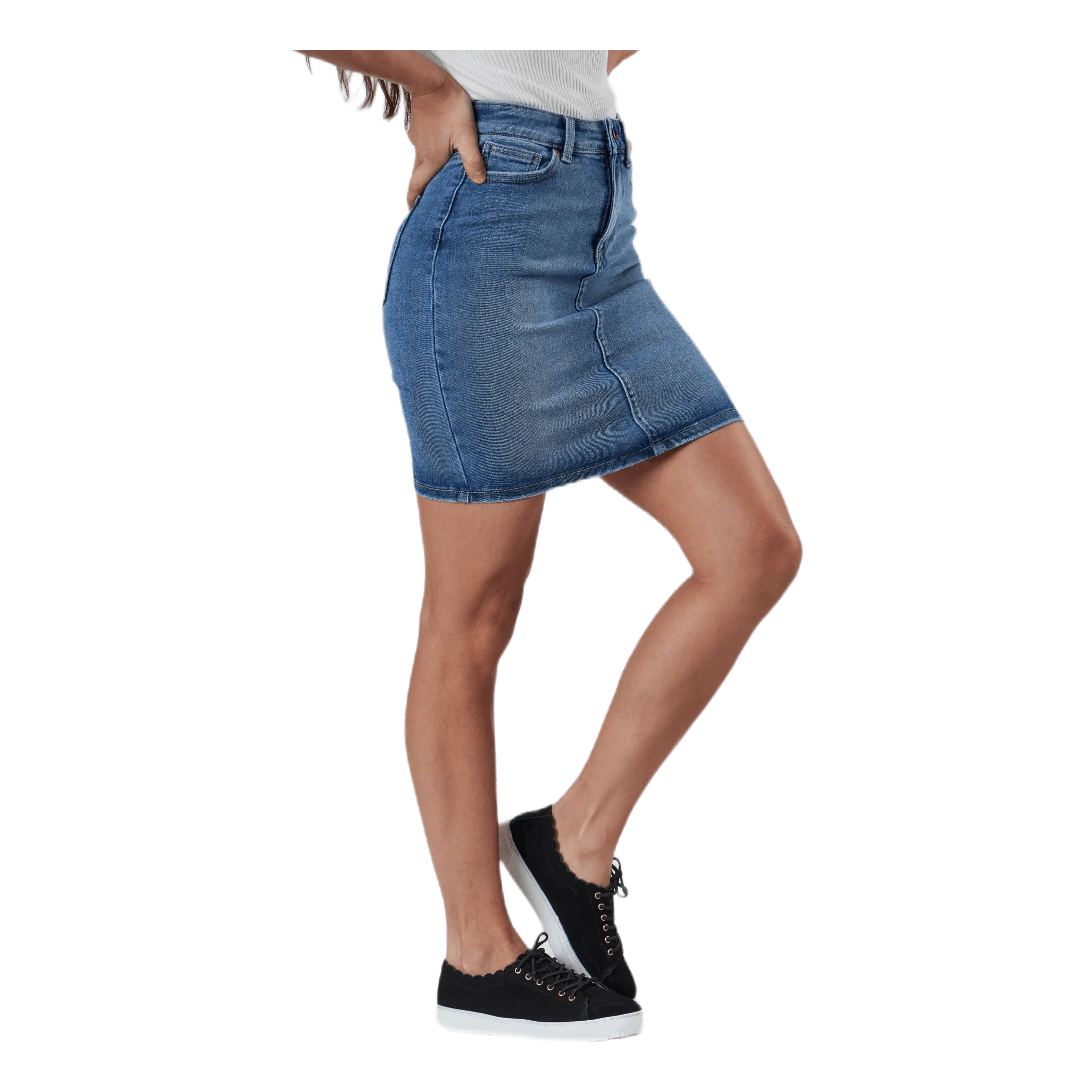 Pieces Lili Mw Denim Skirt Blue