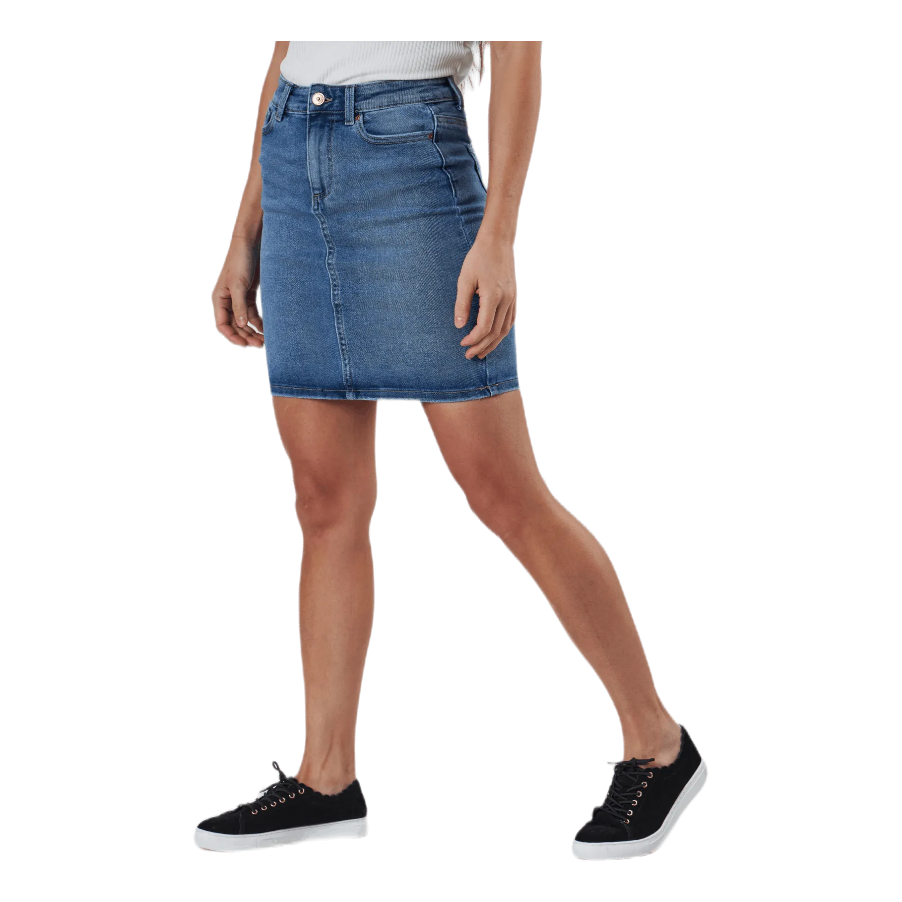 Pieces Lili Mw Denim Skirt Blue