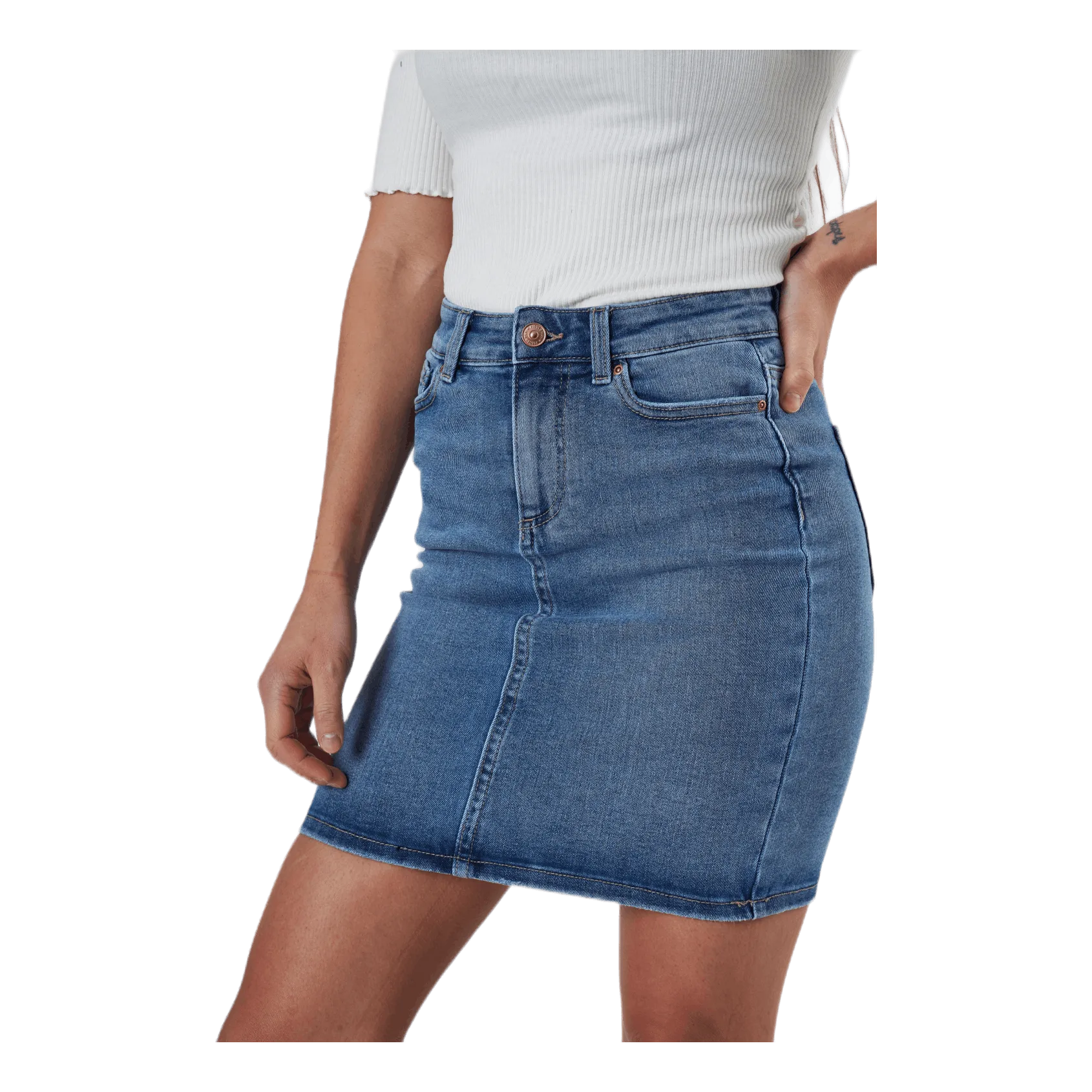 Pieces Lili Mw Denim Skirt Blue