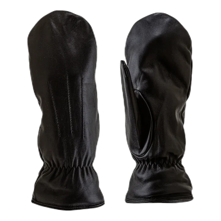 Pieces Nellie Leather Mittens Black