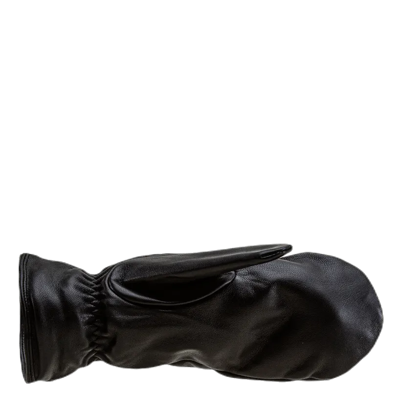 Pieces Nellie Leather Mittens Black