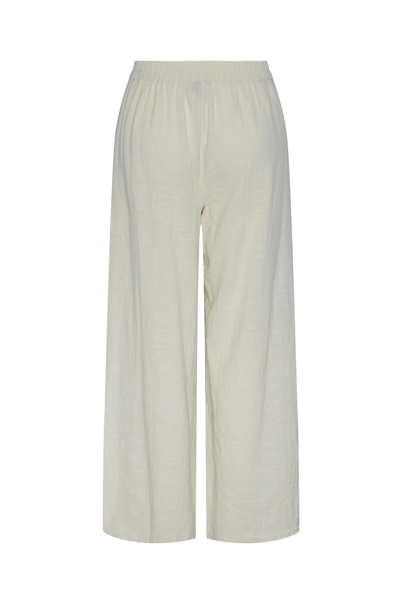 Pieces Pantalón largo mujer de lino y algodón con cintura elástica