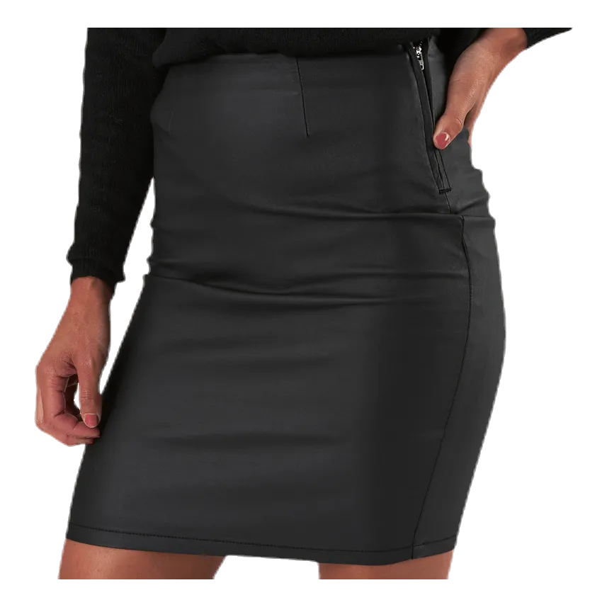 Pieces Paro Hw Coated Skirt Black