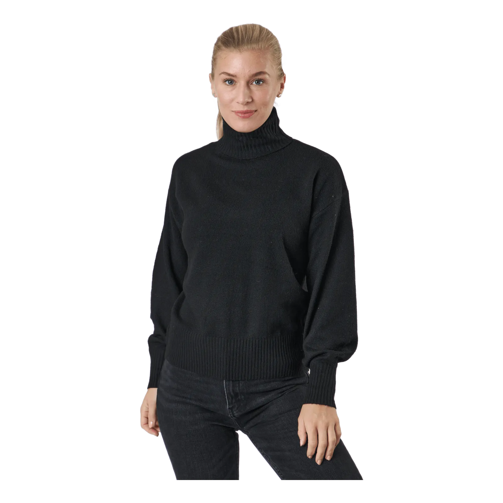Pieces Pccava Ls High Neck Knit  Bc Black