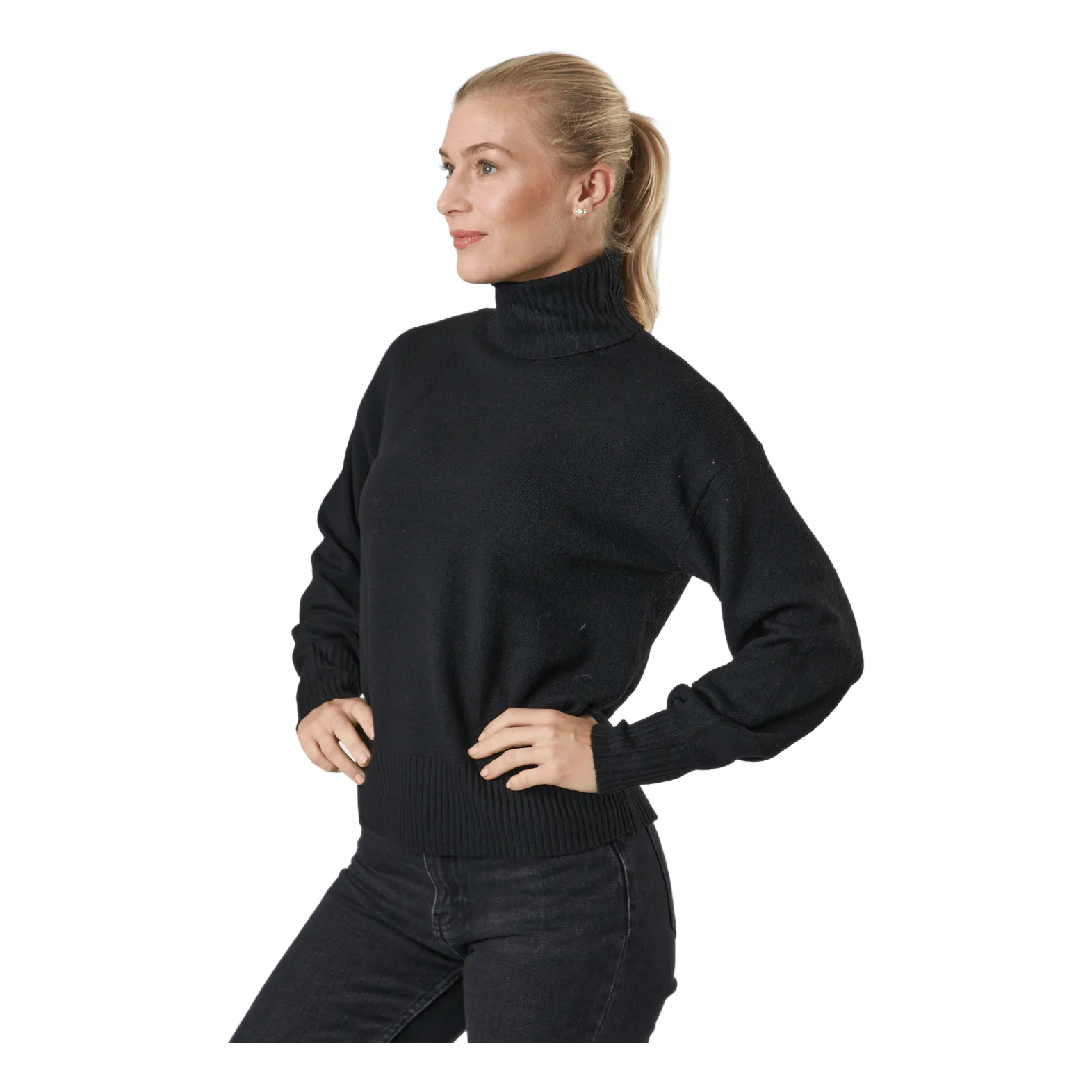 Pieces Pccava Ls High Neck Knit  Bc Black