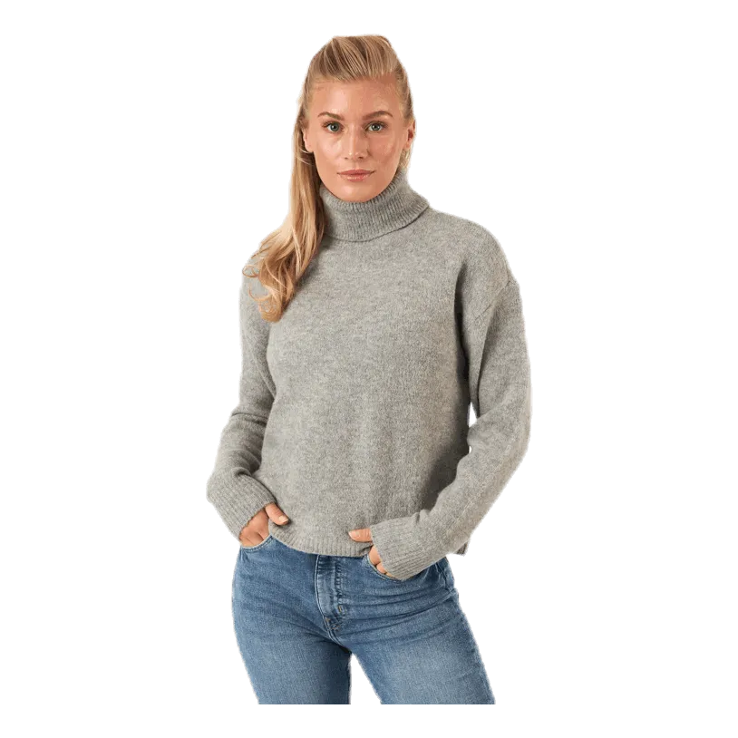 Pieces Skyla Ls Roll Neck Wool Knit Grey