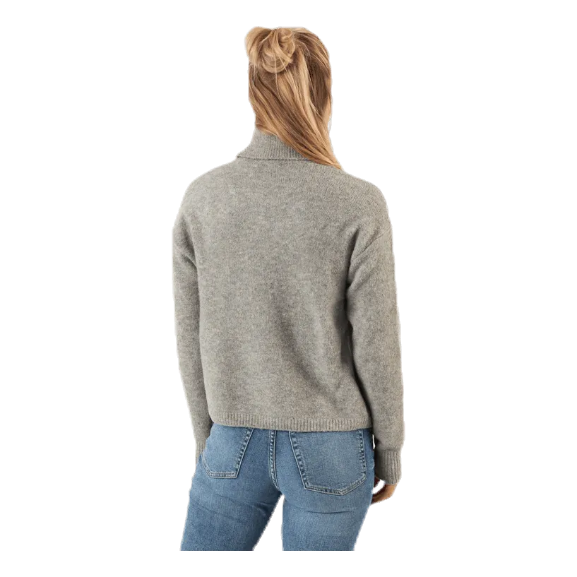 Pieces Skyla Ls Roll Neck Wool Knit Grey