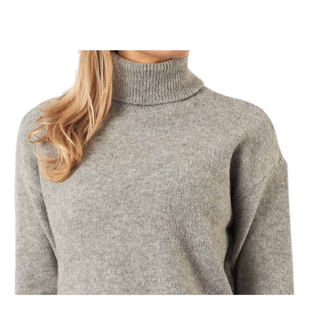 Pieces Skyla Ls Roll Neck Wool Knit Grey