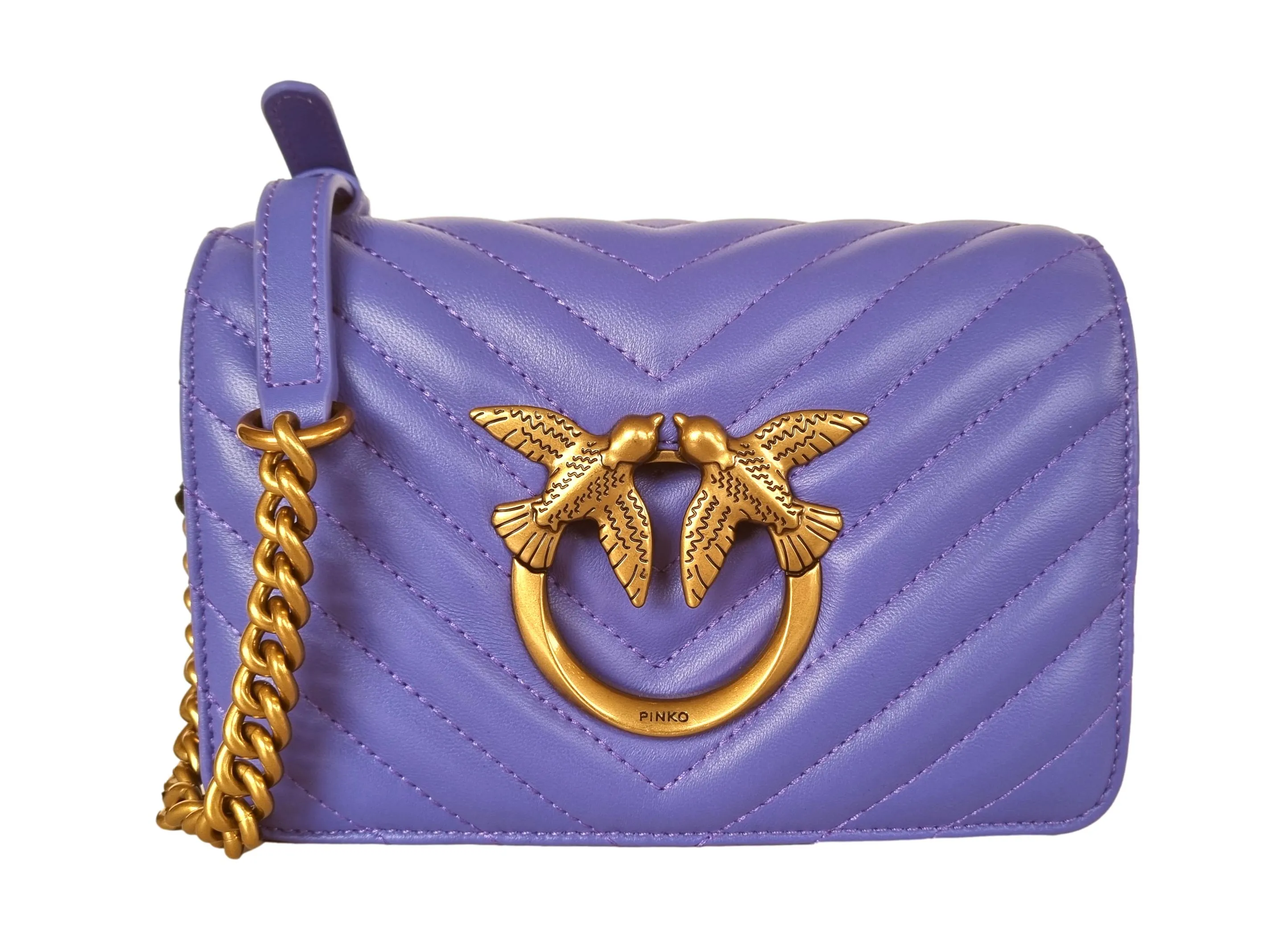 PINKO bolso de hombro mini love click con chevron 100067 A0GK W25Q violeta bígar