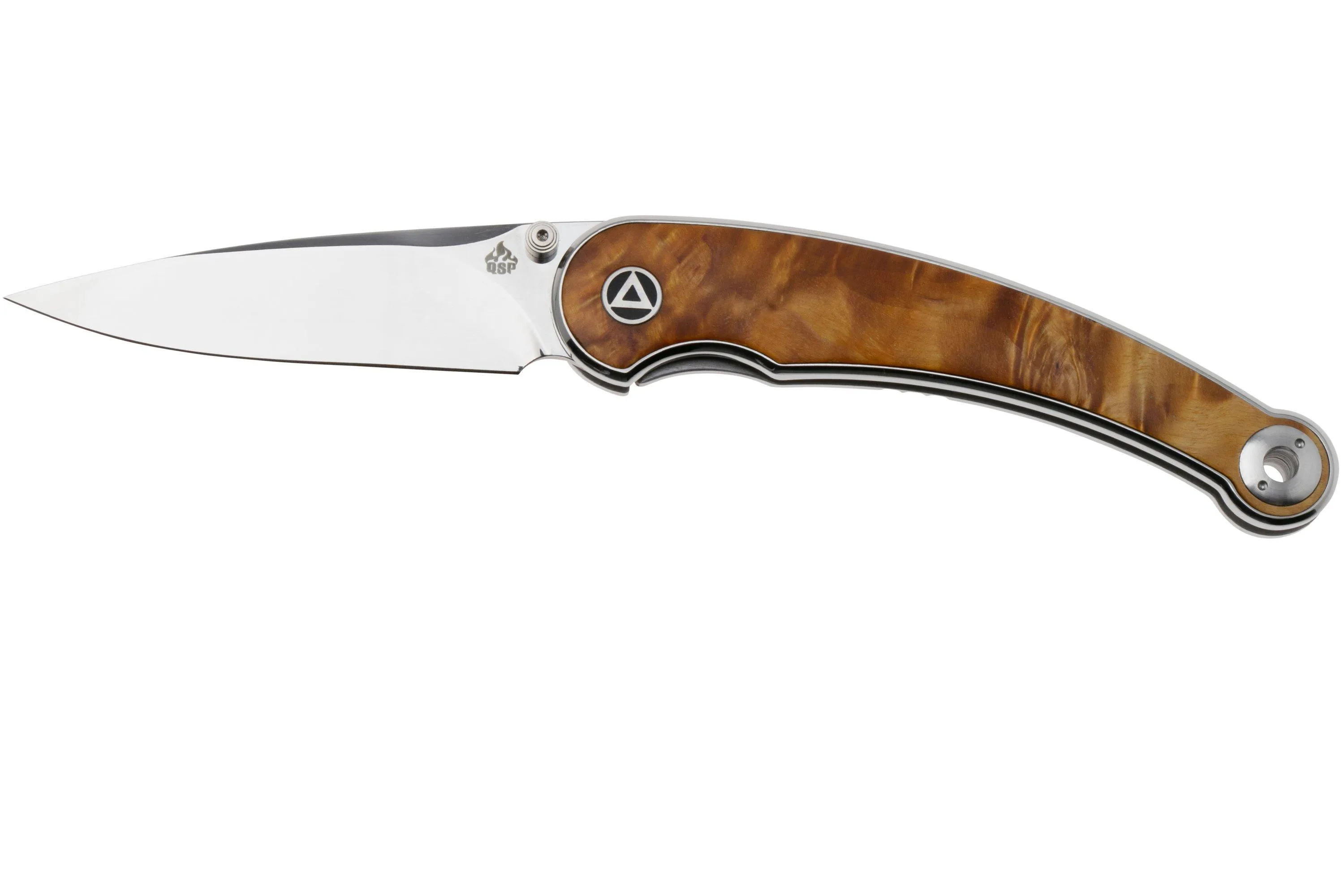 QSP KNIFE DOLPHIN 161B POLISHED 14C28N, STABILIZED WOOD, NAVAJA