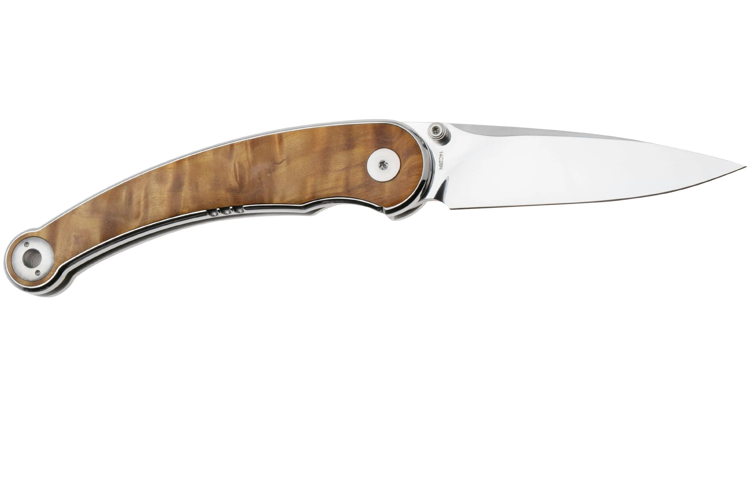 QSP KNIFE DOLPHIN 161B POLISHED 14C28N, STABILIZED WOOD, NAVAJA