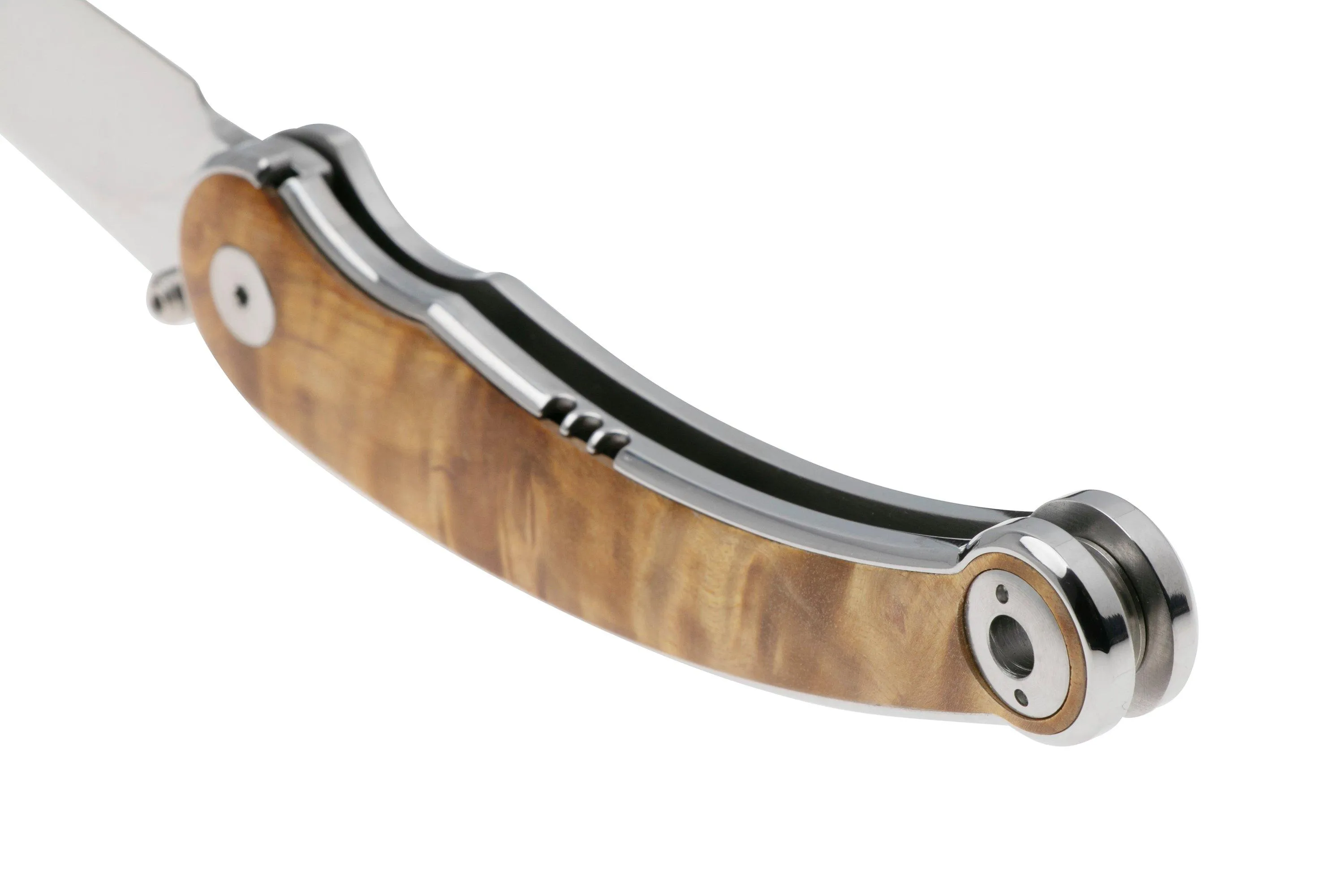 QSP KNIFE DOLPHIN 161B POLISHED 14C28N, STABILIZED WOOD, NAVAJA