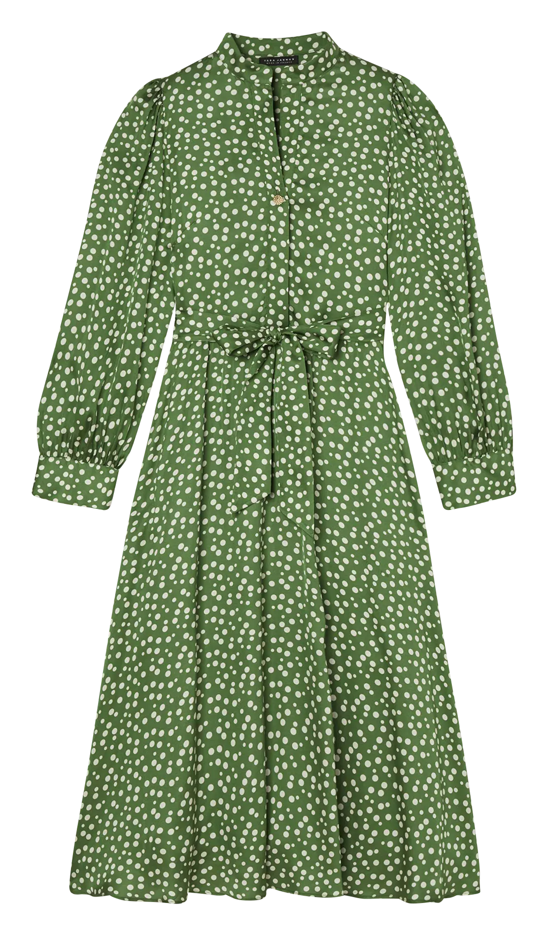RIVOLTINA  VESTIDO MIDI CON ESTAMPADO DE LUNARES EN VERDE