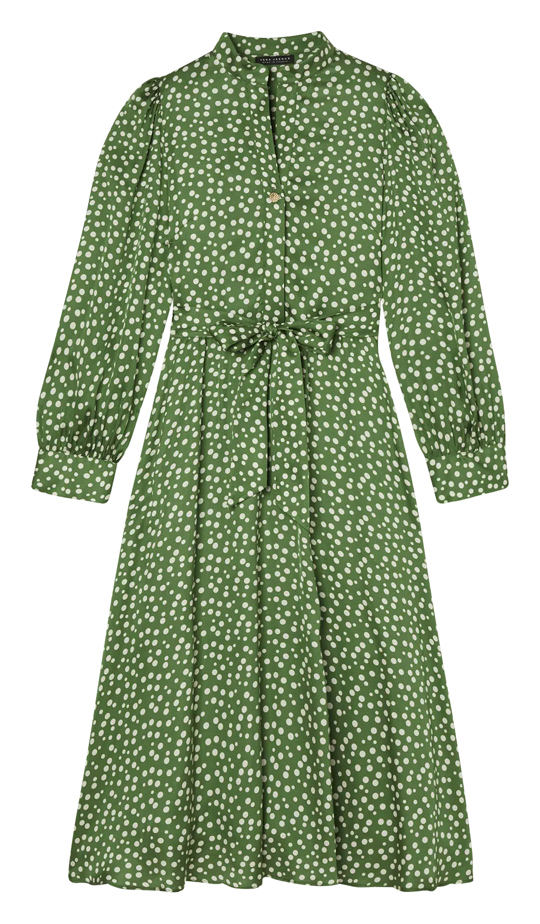 RIVOLTINA  VESTIDO MIDI CON ESTAMPADO DE LUNARES EN VERDE