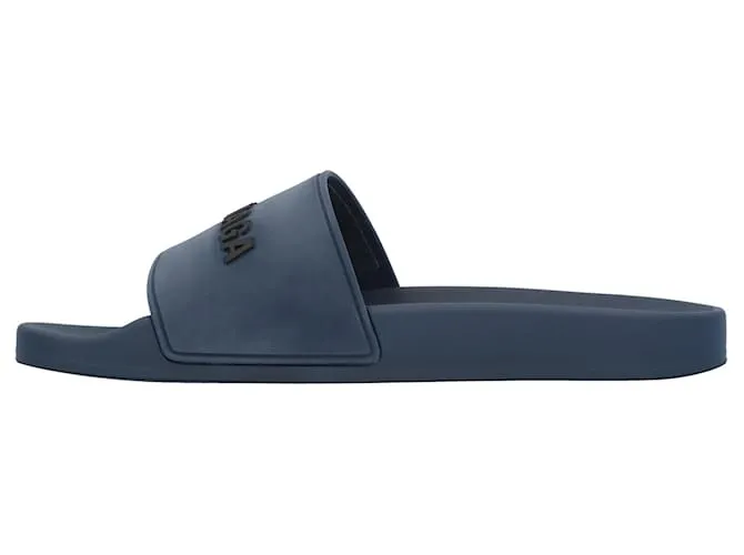 Sandalia de piscina de goma con logo 3D de Balenciaga Azul 