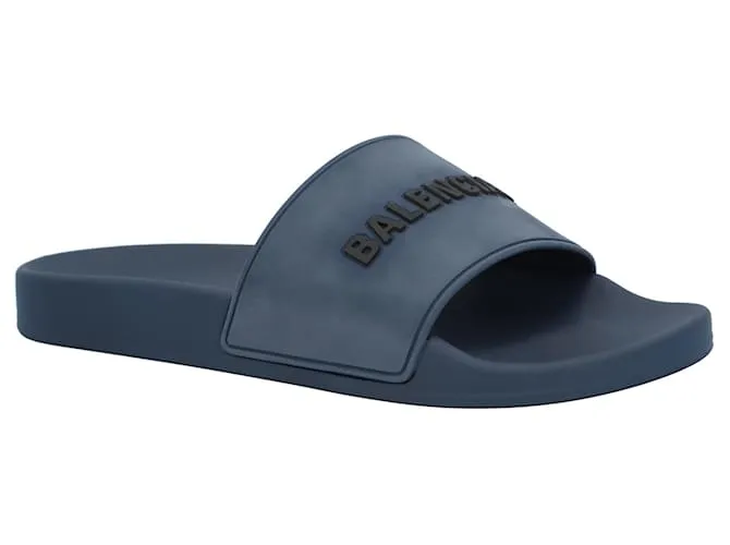 Sandalia de piscina de goma con logo 3D de Balenciaga Azul 