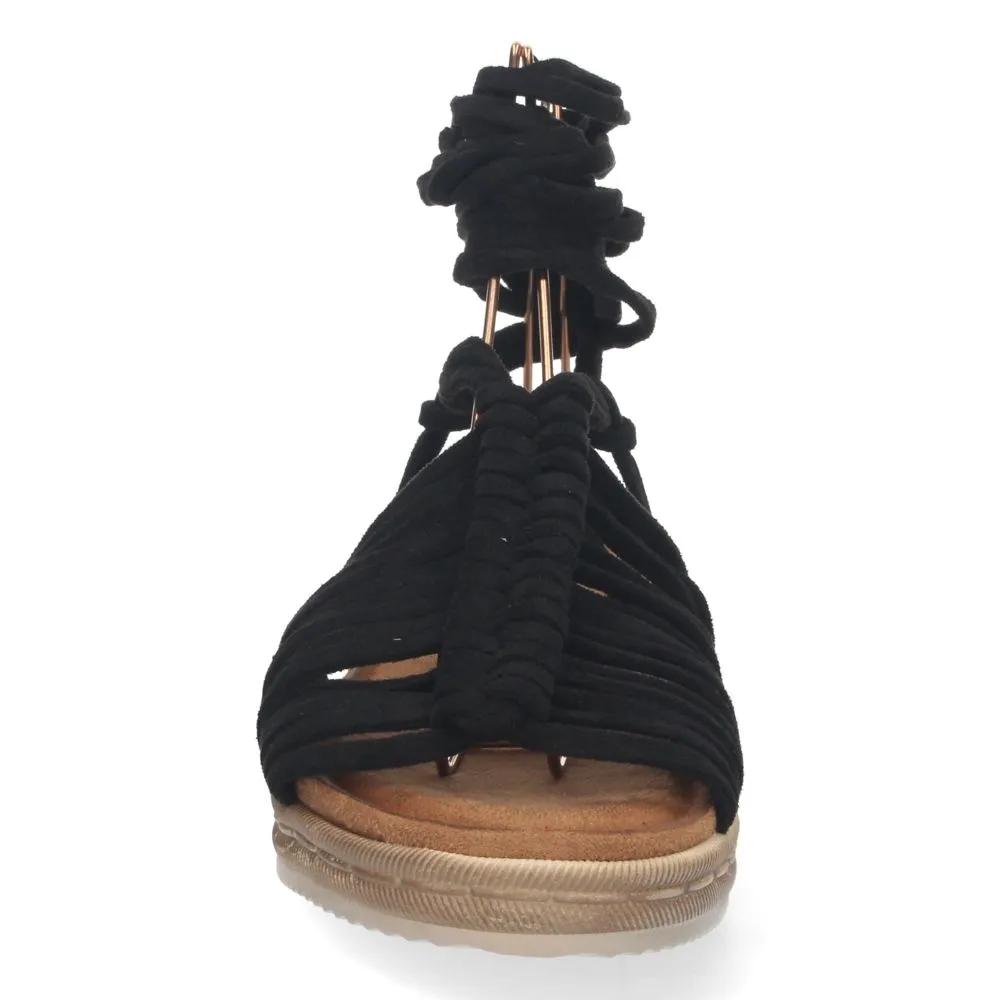 Sandalia tipo gladiadora de mujer, sandalias con cordones de mujer, sandalias planas, Sandalias plan