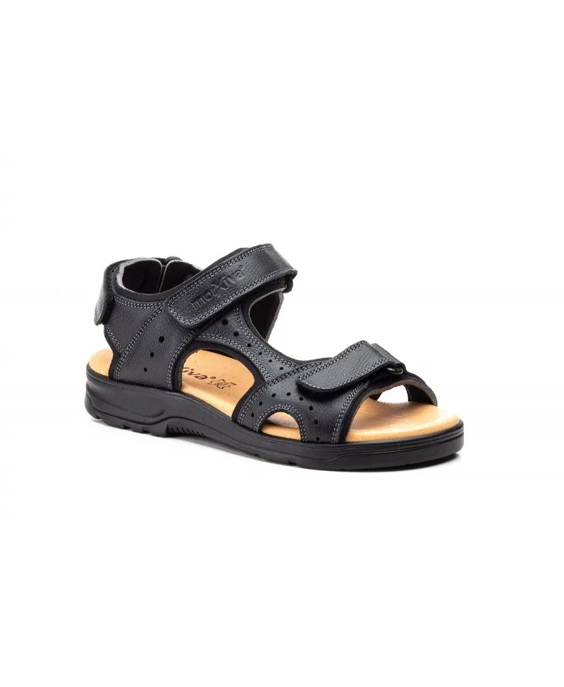 Sandalias Californianas Hombre Piel Negro Morxiva