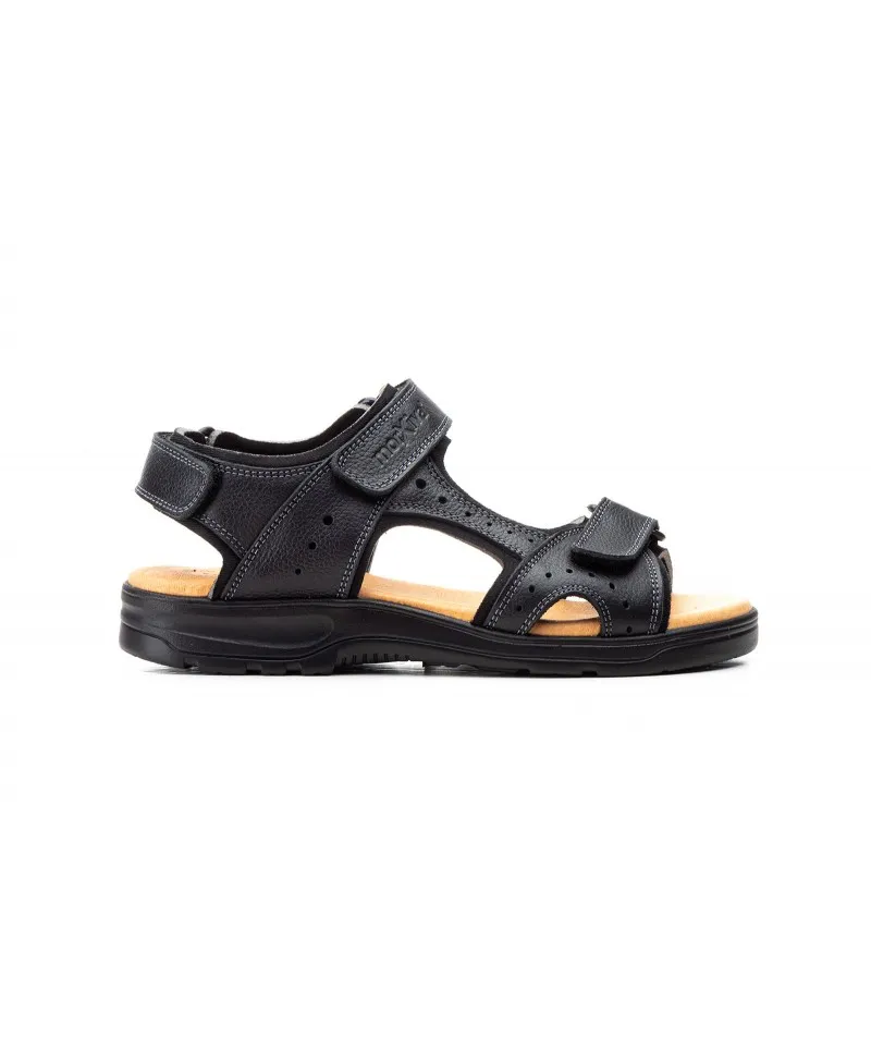 Sandalias Californianas Hombre Piel Negro Morxiva
