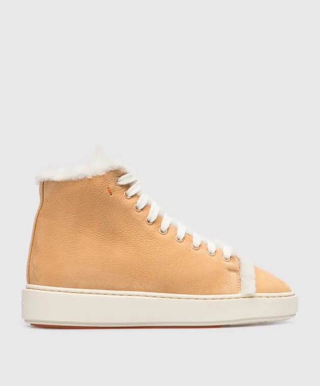 SANTONI BROWN LEATHER HIGHTOPS
