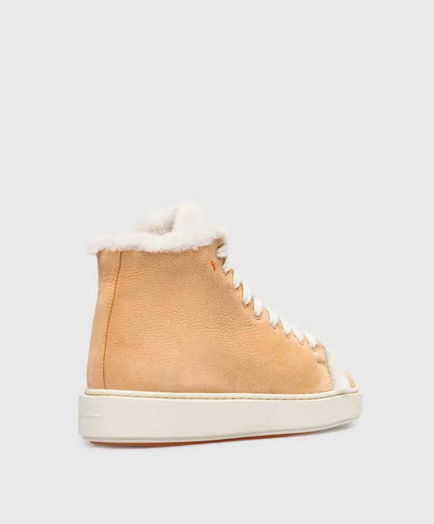 SANTONI BROWN LEATHER HIGHTOPS