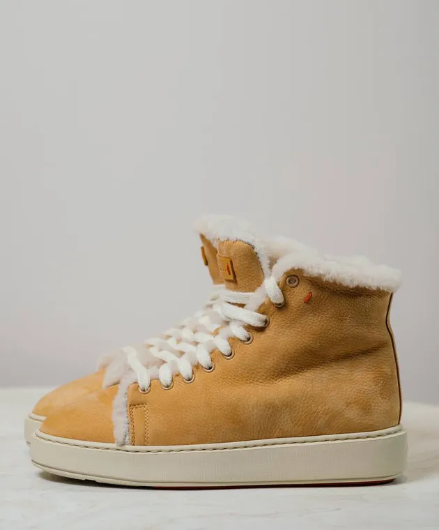 SANTONI BROWN LEATHER HIGHTOPS
