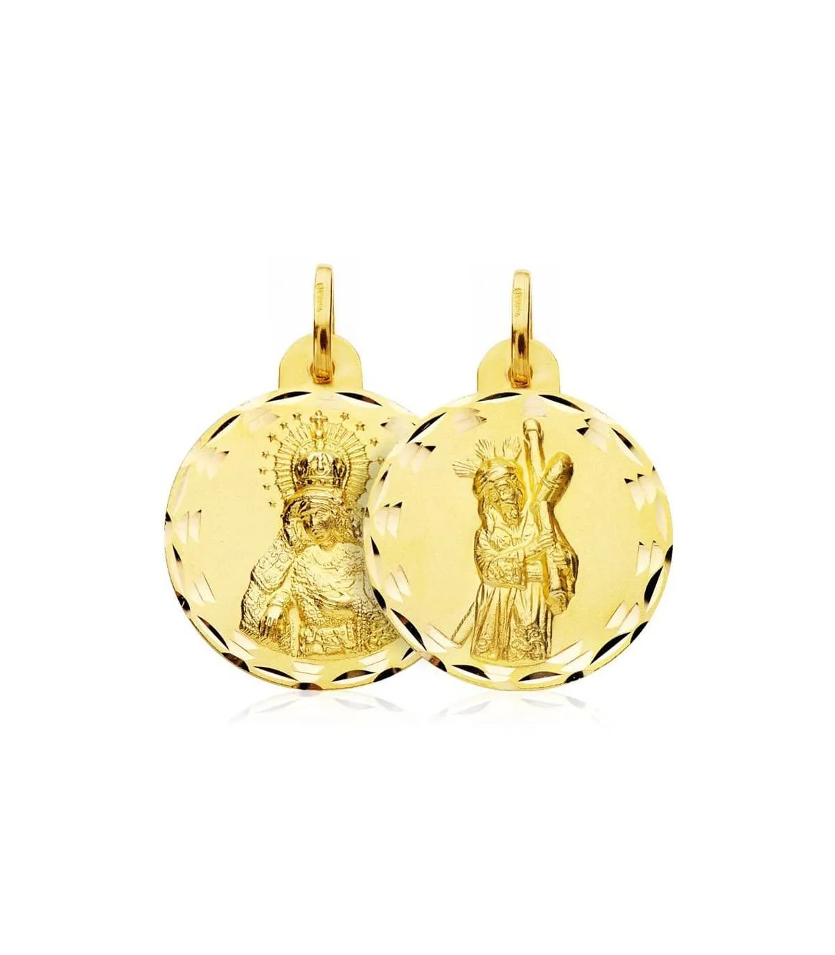 Scapulaire Vierge Macarena et Christ du Gran Poder Or 18K 23 mm