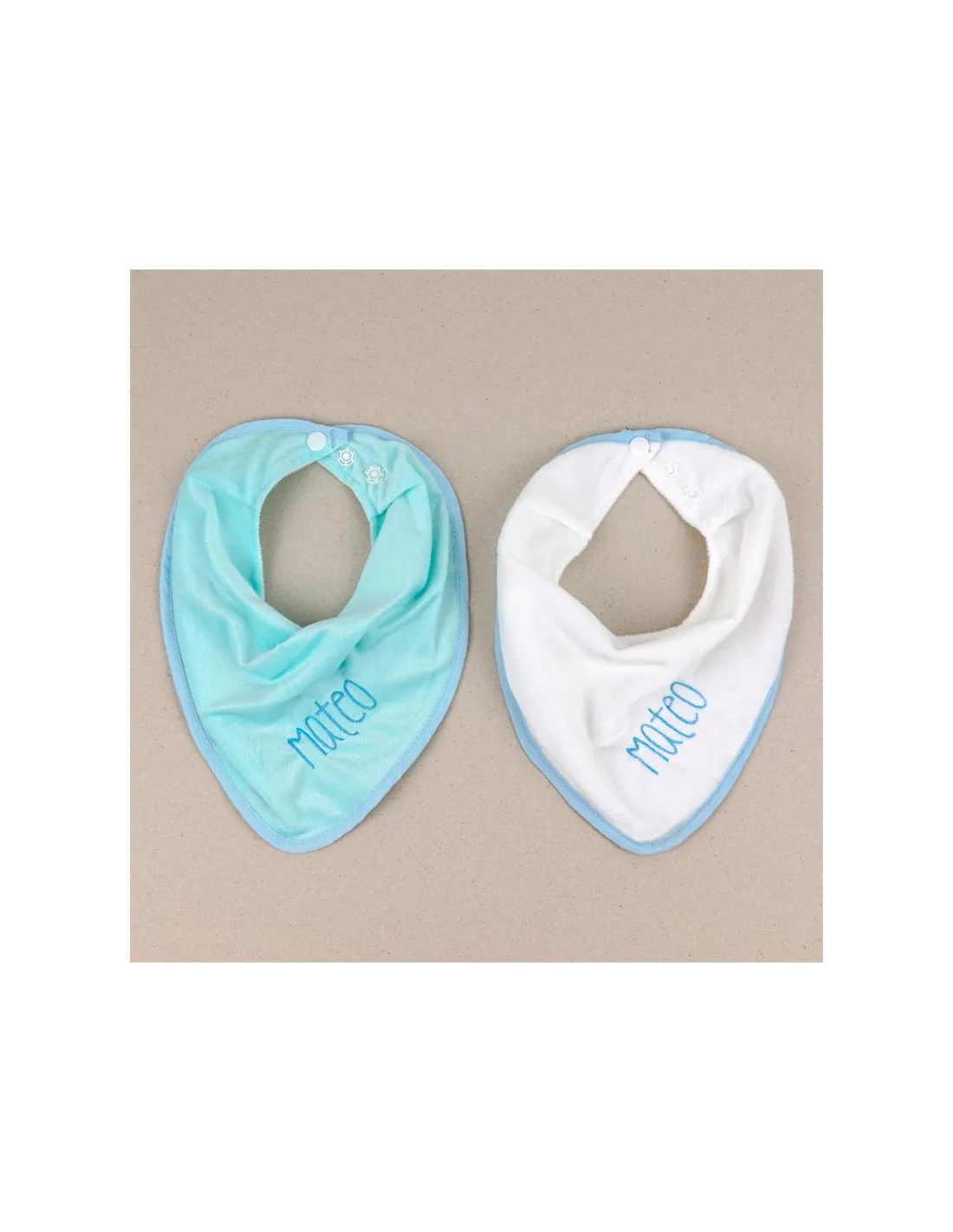 SET DE 2 BANDANAS SECABABITAS PERSONALIZADAS BLANCOCELESTE DE MI PIPO