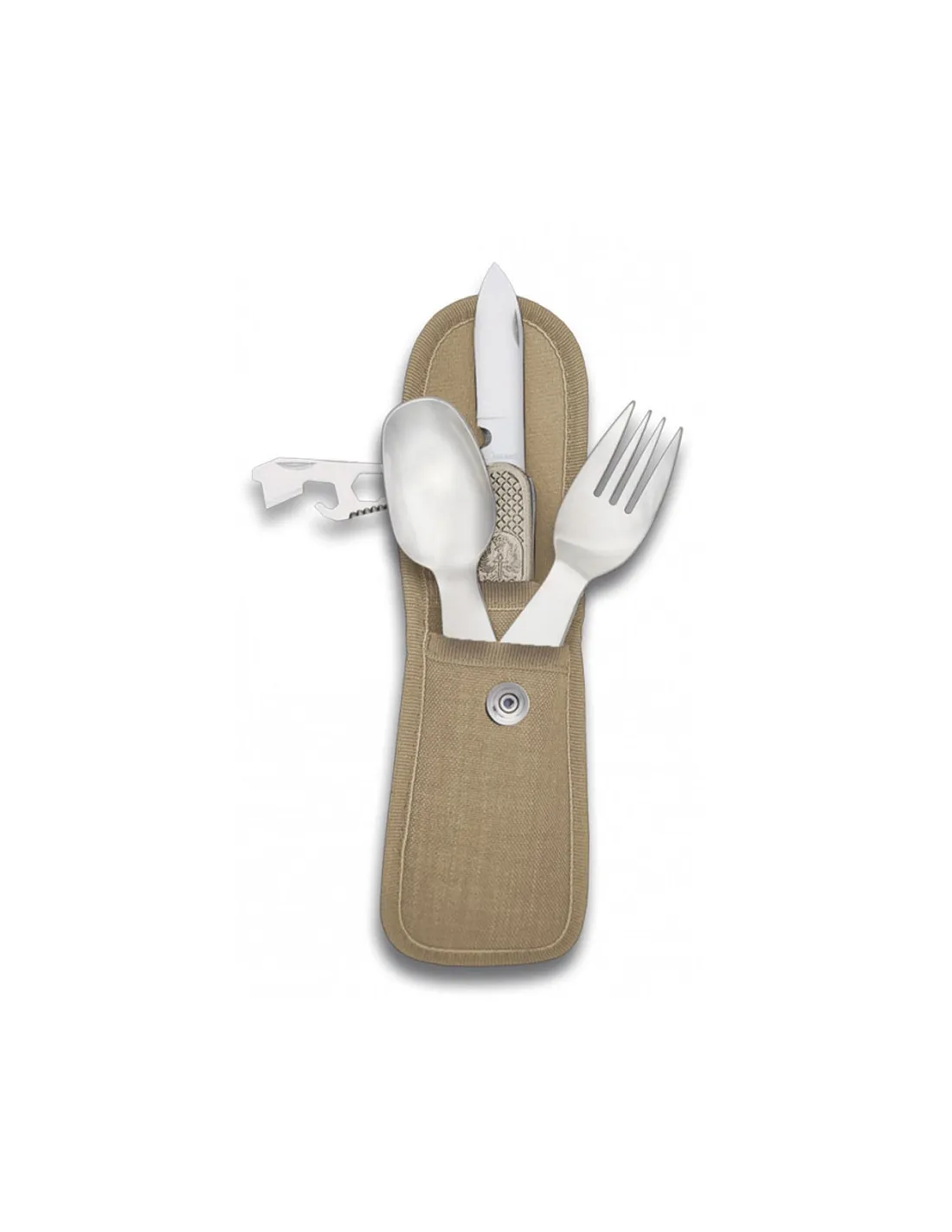 Set de cubiertos de camping con funda camo pixel árido