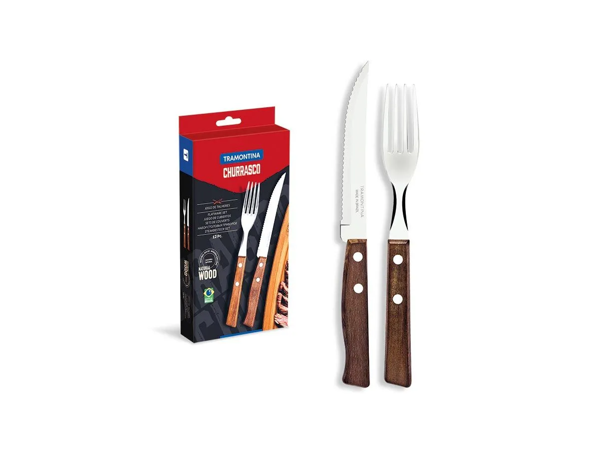 Set de Cubiertos de Madera TRAMONTINA Tradiconal/Churrasco x 12