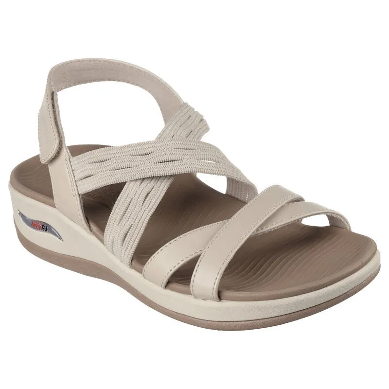 SKECHERS 163387 BEIGE  SANDALIAS DE CUñA ARCFIT CON PLANTILLA DE GEL