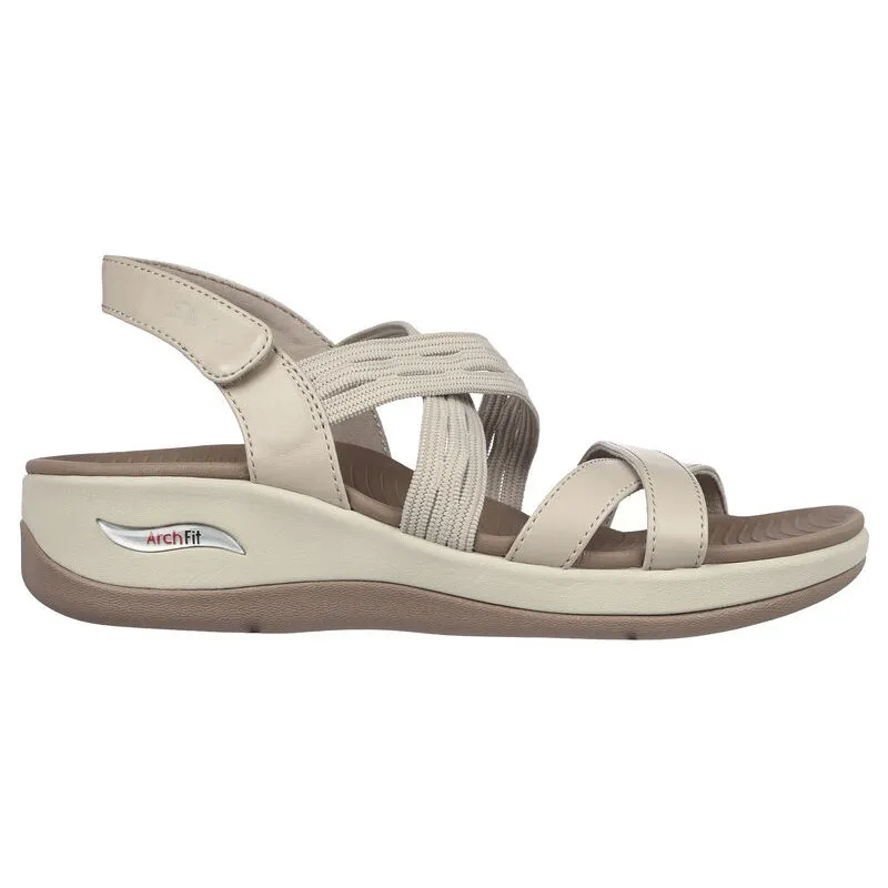 SKECHERS 163387 BEIGE  SANDALIAS DE CUñA ARCFIT CON PLANTILLA DE GEL