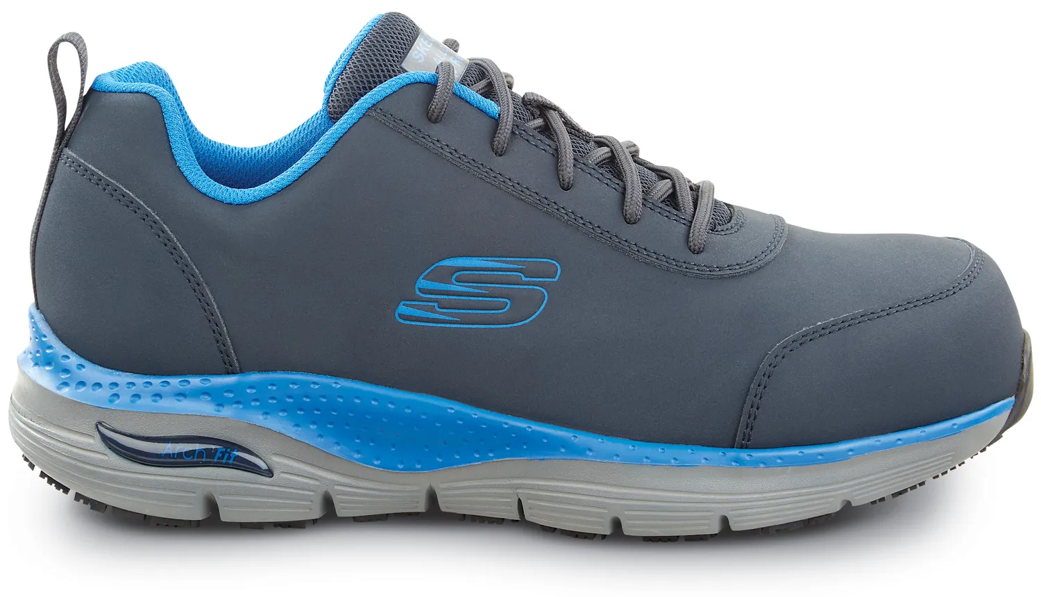 SKECHERS Zapato de trabajo antideslizante MaxTRAX con puntera de aleaciÝn, EH, de estilo atlÒtico, azul marino/azul claro, de ho