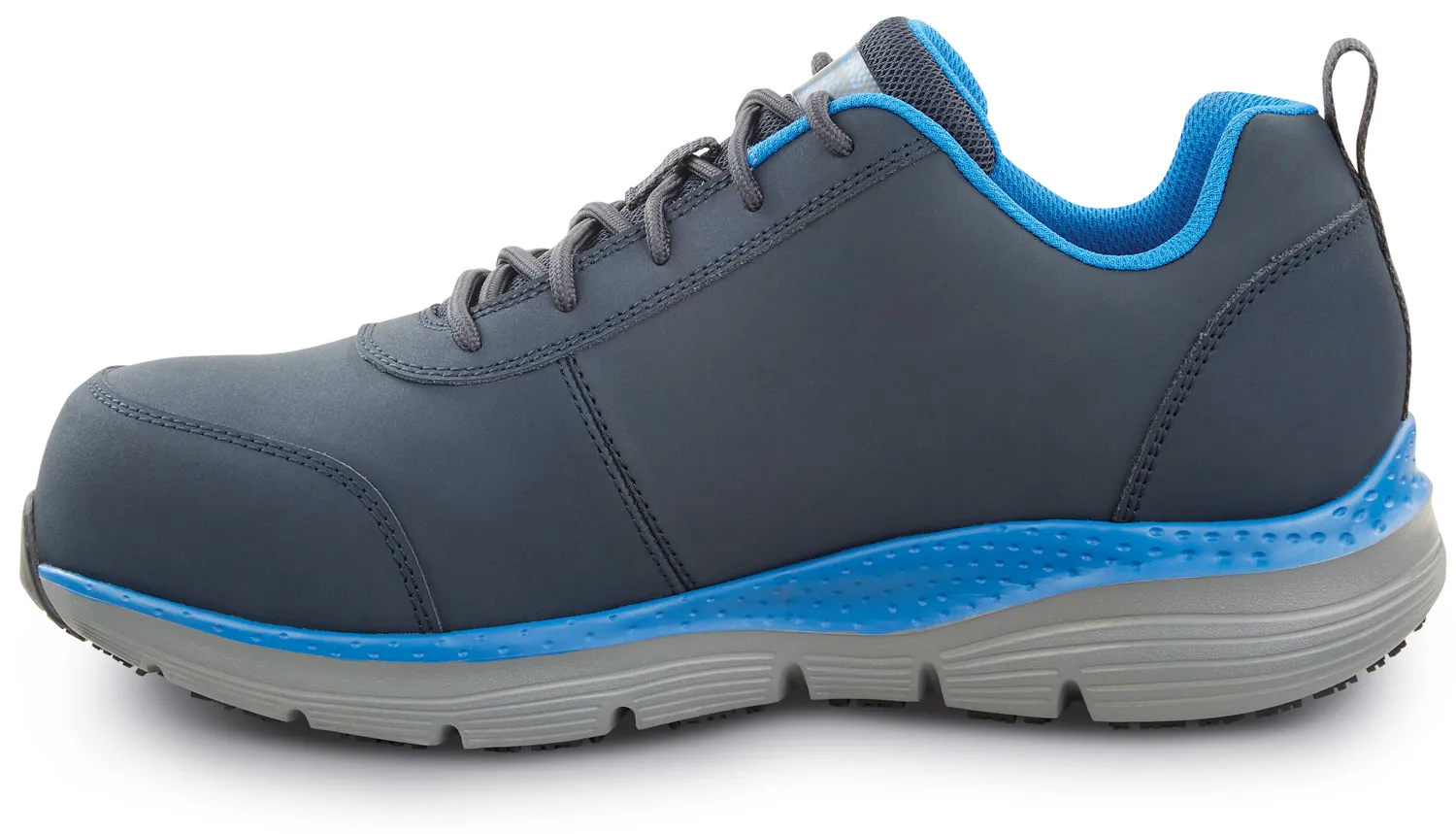 SKECHERS Zapato de trabajo antideslizante MaxTRAX con puntera de aleaciÝn, EH, de estilo atlÒtico, azul marino/azul claro, de ho