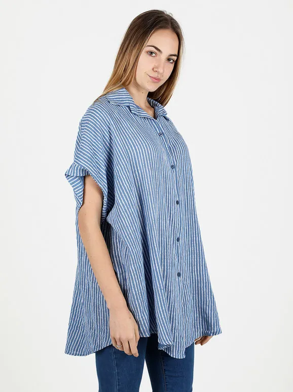 Solada Camisa larga de mujer de algodón a rayas
