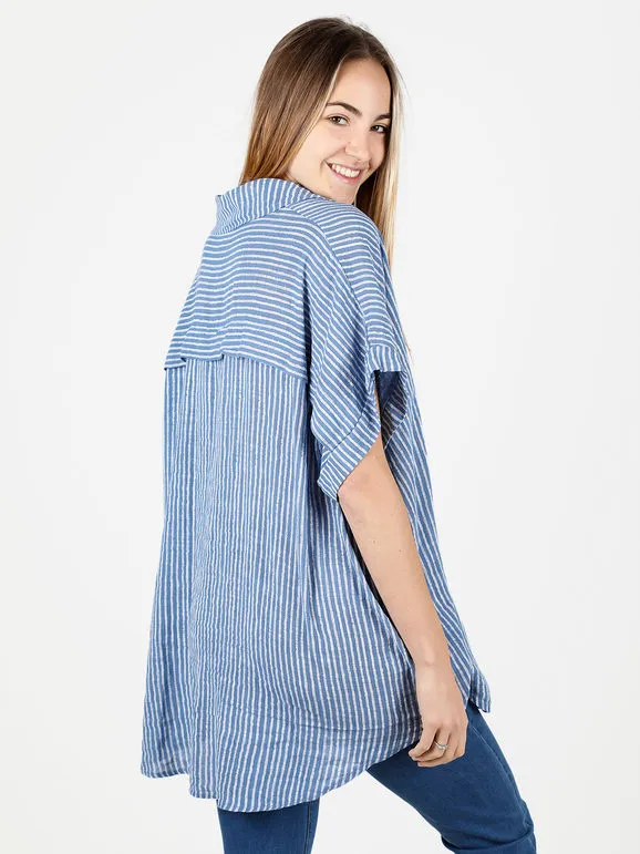 Solada Camisa larga de mujer de algodón a rayas