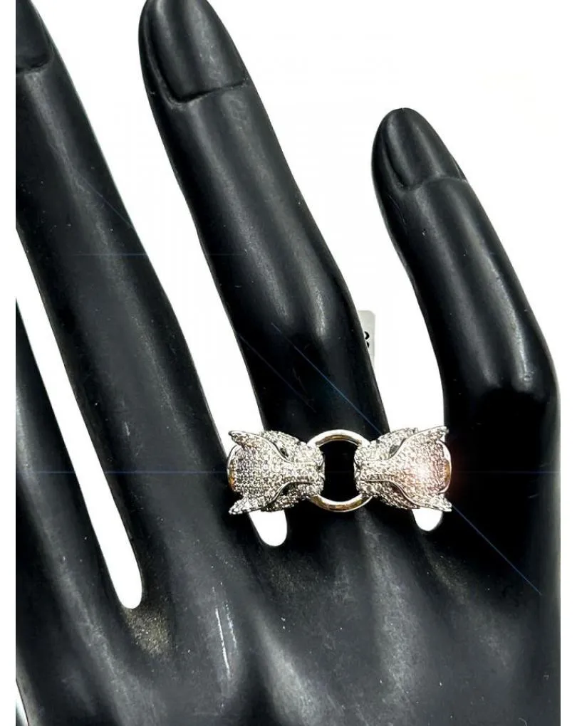 SORTIJAS MUJER PLATEADAS LEOPARDOS DISEÑO DE JOYERIA CLASICA