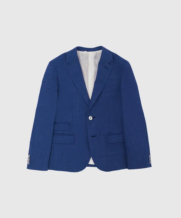 Stefano Ricci Children's blue jacket in wool, silk, cashmere and linen