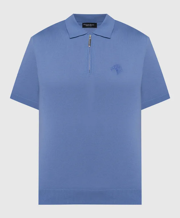 Stefano Ricci Purple polo shirt with logo emblem embroidery