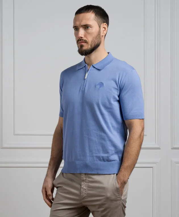 Stefano Ricci Purple polo shirt with logo emblem embroidery