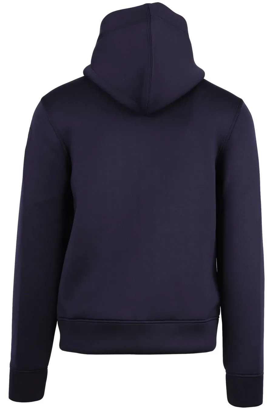 Sudadera azul de neopreno con capucha y cremallera