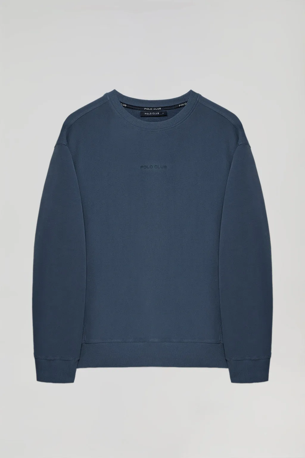 Sudadera básica de cuello redondo azul denim Minimal Polo Club