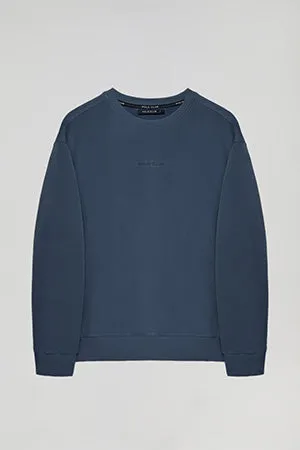 Sudadera básica de cuello redondo azul denim Minimal Polo Club