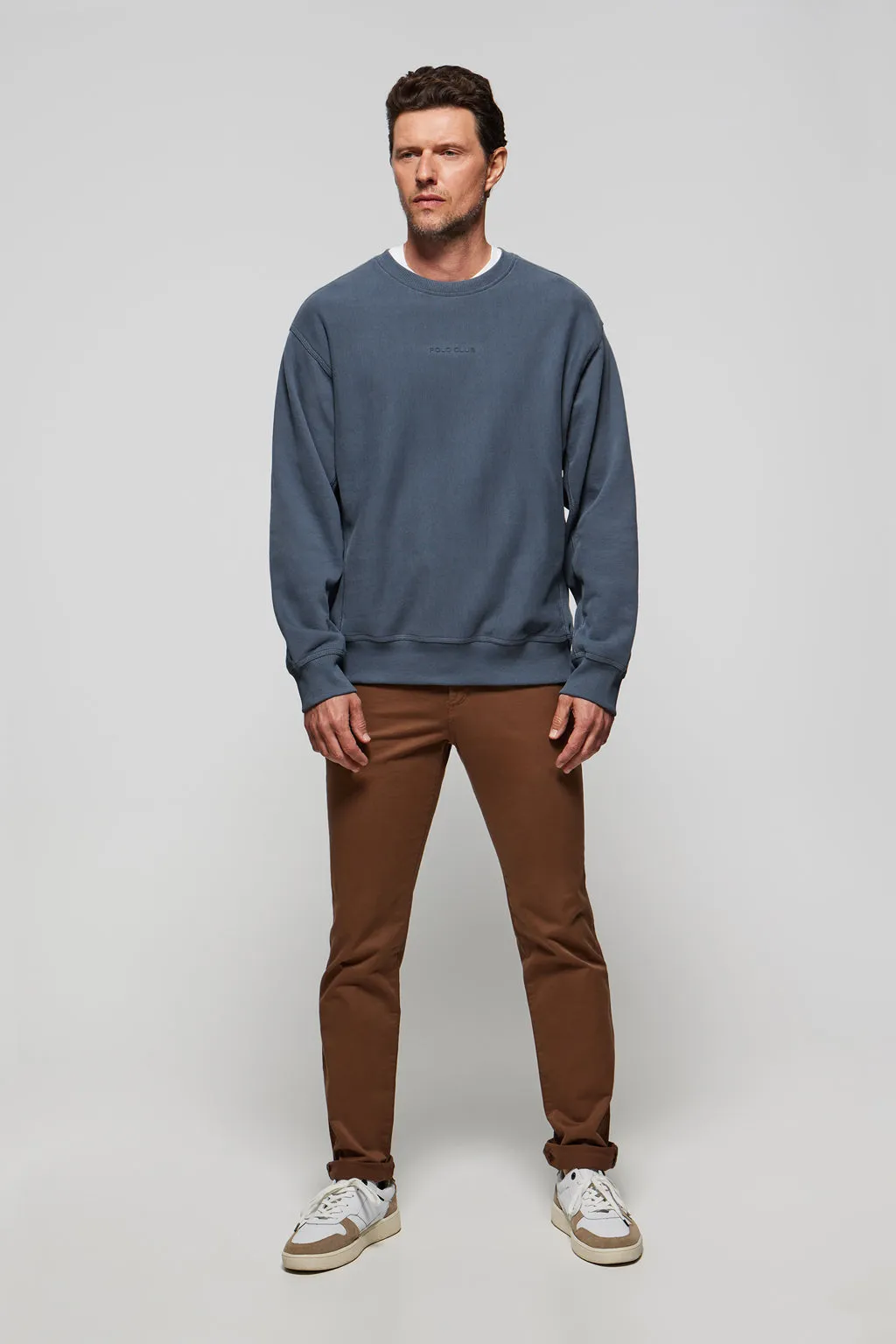 Sudadera básica de cuello redondo azul denim Minimal Polo Club